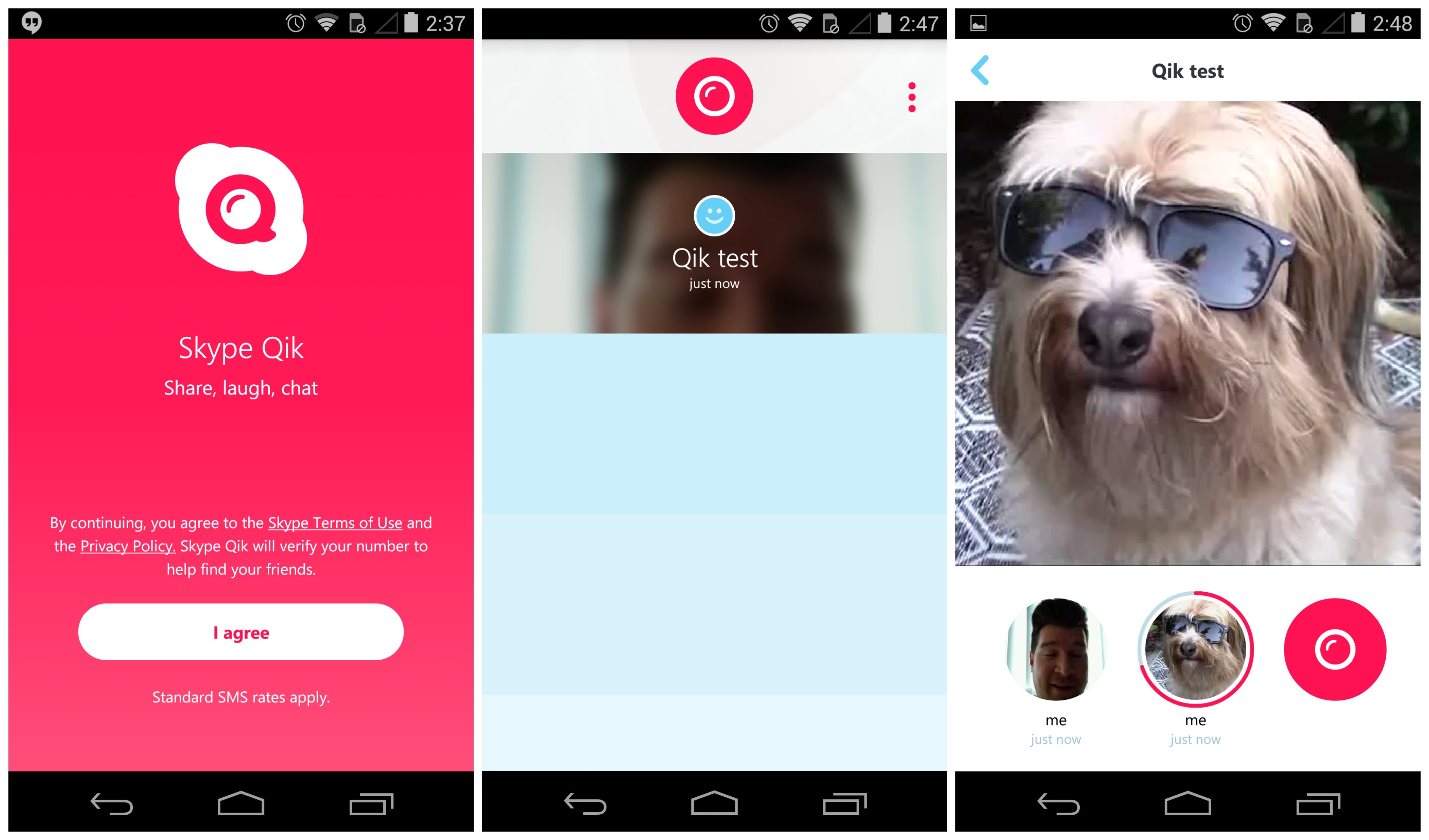 Skype Qik Interface Screens (2014)